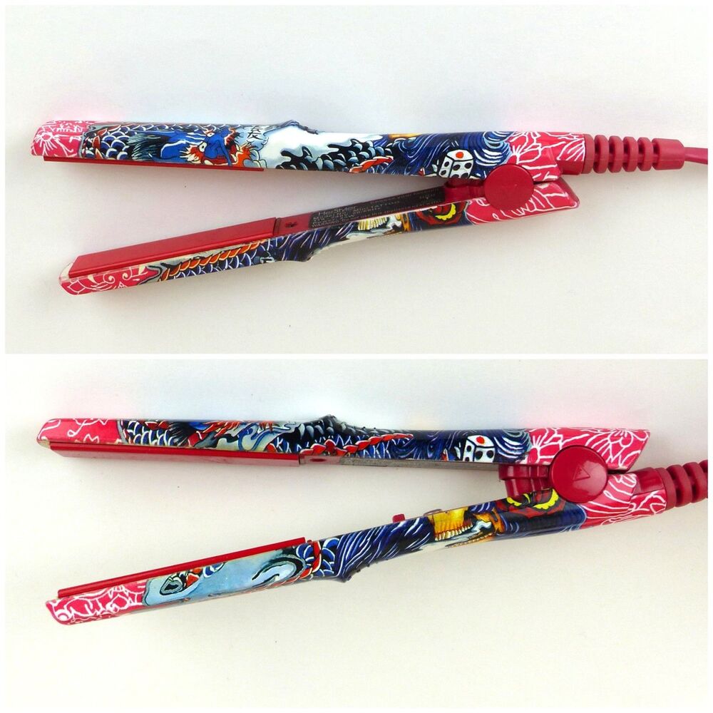 HerStyler Mini Tattoo Flat Iron Red Ceramic Hair Straightener Dual Voltage Y2K